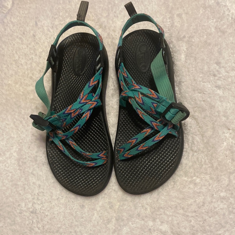 Chaco Women's Black and Green Sandals